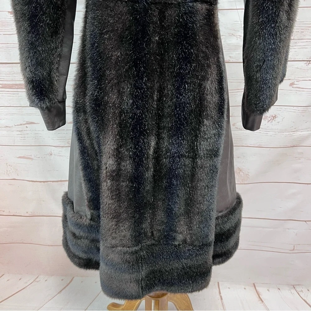 Vintage Russian Princess Leather Faux Fur Corset Penny Lane Coat